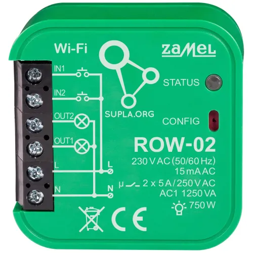INTELIGENTNY PRZEŁĄCZNIK ROW-02 Wi-Fi SUPLA 230V AC ZAMEL