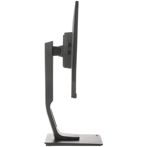 Na zdjęciu znajduje się monitor komputerowy widziany z boku, z cienką ramką i solidną podstawą. Monitor posiada dwa porty USB umieszczone z tyłu ekranu.