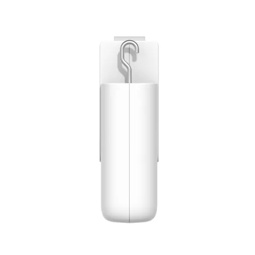 Biały, prostokątny czujnik z zaokrąglonymi krawędziami, widoczny z przodu. Na górze znajduje się mały, wystający element z metalowym haczykiem.