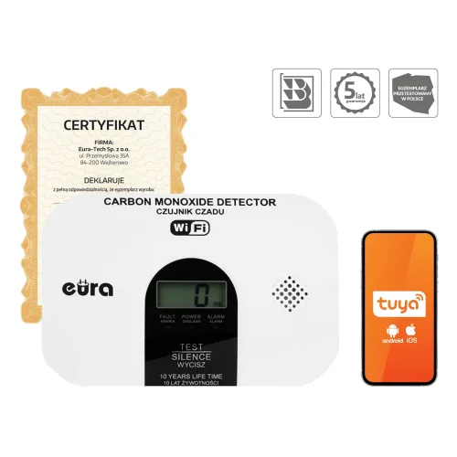 Czujnik czadu EURA CD-53A2v5300-TY/B Wi-Fi - certyfikat CNBOP-PiB