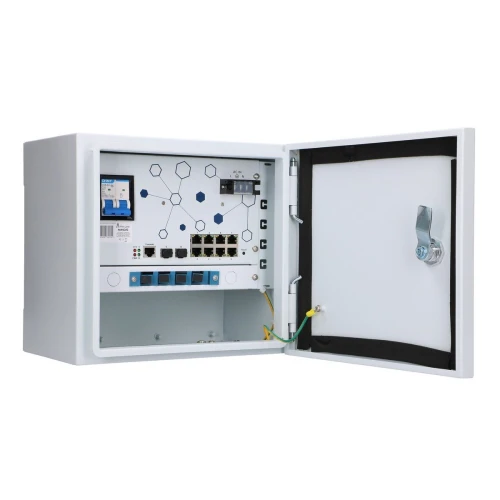 Extralink Minos | Externer PoE-Switch | 8x RJ45 1000Mb/s PoE, 2x SFP, 200W, L2, aktive Kühlung
