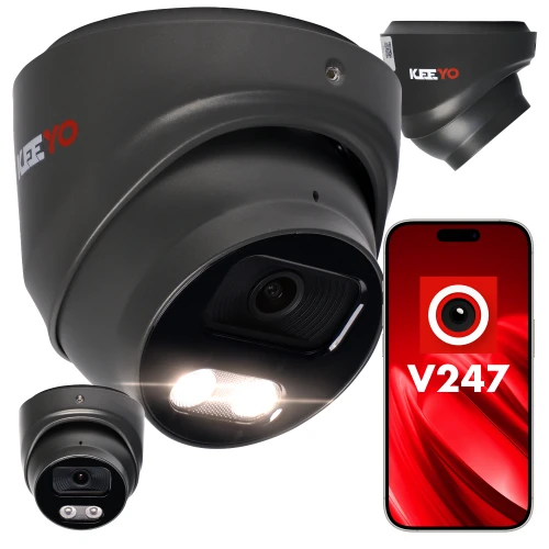 IP-Dome-Kamera KEEYO LV-V-IP8M25DF-DL-G 8Mpx, hybrides IR/LED-Beleuchtung