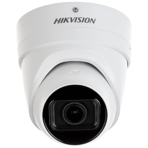 Wandaloodporna kamera IP Hikvision DS-2CD2H86G2-IZS28-12mm o rozdzielczości 8,3 MP z funkcją motozoom, w białej obudowie. Kamera ma nowoczesny design i jest przeznaczona do monitoringu zewnętrznego.