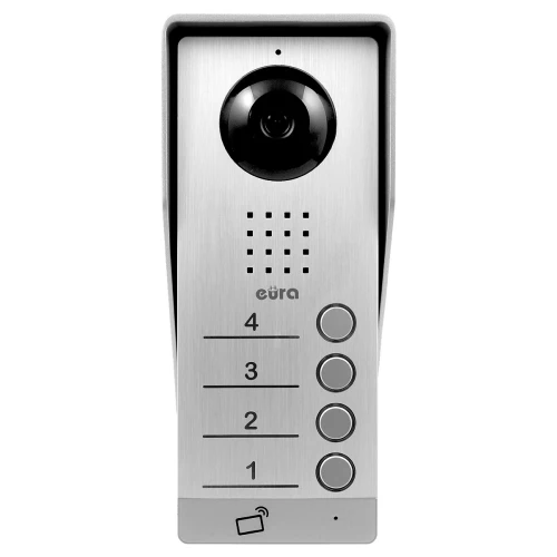 Modulare Außenkassette für VIDEOTÜRSPRECHANLAGE EURA VDA-94A3 EURA CONNECT vierfamilien, Näherungsleser