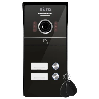 Äußeres Kassette des EURA VDA-62C5 Videosprechanlage - Zweifamilienhaus, schwarz, 1080p Kamera