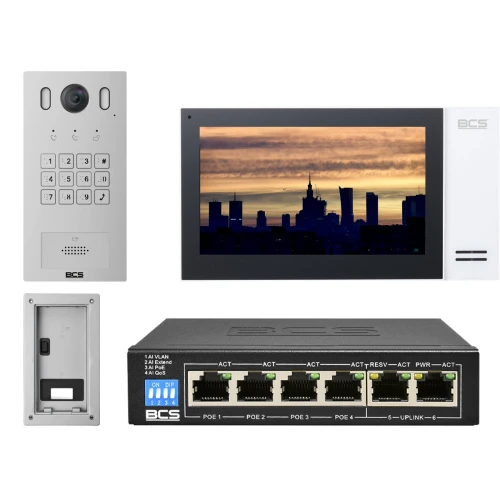 IP-Videotürsprechanlage BCS-PAN1601S-S + 7" Monitor BCS-MON7400W-S Unterputz