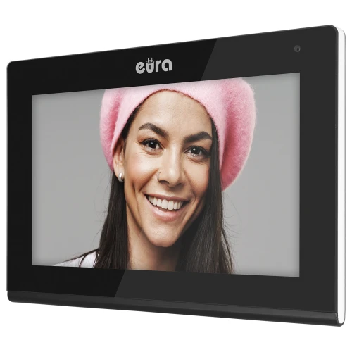 Monitor EURA VDA-09C5 - schwarz, Touchscreen, LCD 7'', FHD, Bildspeicher, SD 128GB, Erweiterung auf bis zu 6 Monitore