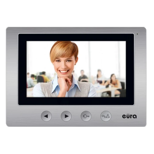 Monitor EURA VDA-20A3 EURA CONNECT Silber, 7'' Bildschirm, Öffnung für 2 Eingänge