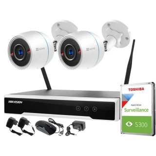 Überwachungsset kabellos Hikvision Ezviz 2 Kameras C3T WiFi Full HD 1080p 1TB