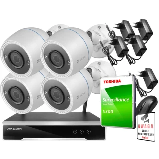 Überwachungsset kabellos Hikvision Ezviz 4 Kameras C3T WiFi Full HD 1080p 1TB