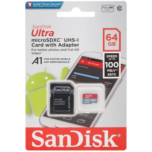 SD-MICRO-10/64-SAND UHS-I, SDXC 64GB Sandisk Speicherkarte