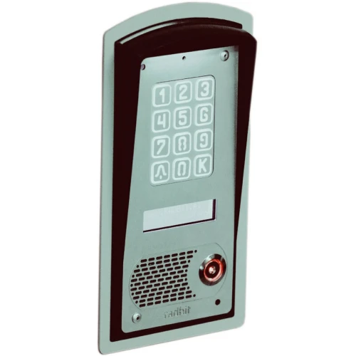 Na zdjęciu znajduje się Zestaw 7-rodzinny Radbit Panel Domofonu cyfrowego wielorodzinnego z czytnikiem kodów KEC-4 MOD DALLAS, prezentujący elegancki i nowoczesny design z wyraźnym wyświetlaczem oraz klawiaturą numeryczną. Panel domofonu jest przeznaczony do obsługi wielu mieszkań, zapewniając bezpi