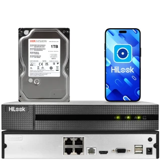 HiLook by Hikvision IP-Recorder NVR-4CH-5MP/4P PoE mit 1TB Festplatte