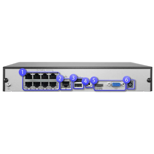 Netzwerkrekorder 8 Kanal BCS-B-NVR0801-8P(2.0) bis zu 8MPx eingebauter POE-Switch