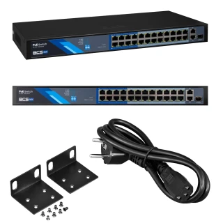 Switch 24-Port PoE 100Mbps, 2xRJ45 Gigabit Uplink + 1xSFP BCS-B-SP2402G-1SFP