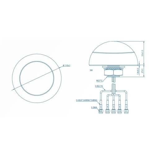 Teltonika 003R-00253 | Combo Antenne | MIMO LTE/GPS/WIFI, Dachmontage