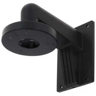 Czarny uchwyt kamery Hikvision DS-1273ZJ-130-TRL z solidną, metalową konstrukcją i okrągłą podstawą montażową. Uchwyt jest przeznaczony do montażu na ścianie i ma nowoczesny, minimalistyczny design.