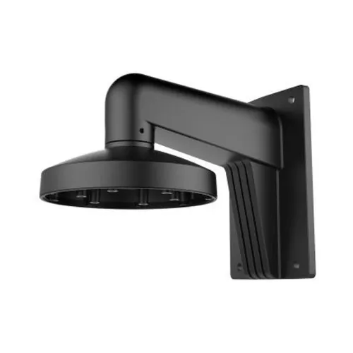 Czarny uchwyt kamery Hikvision DS-1473ZJ-155 z solidną konstrukcją montażową na ścianę. Uchwyt ma nowoczesny design z zaokrąglonymi krawędziami i miejscem na mocowanie kamery.