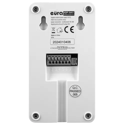 Unifon EURA ADA-34A3 - weiß, freisprechend, Bedienung von 2 Eingängen, zur Erweiterung der Türsprechanlage ADP-34A3, A33A234