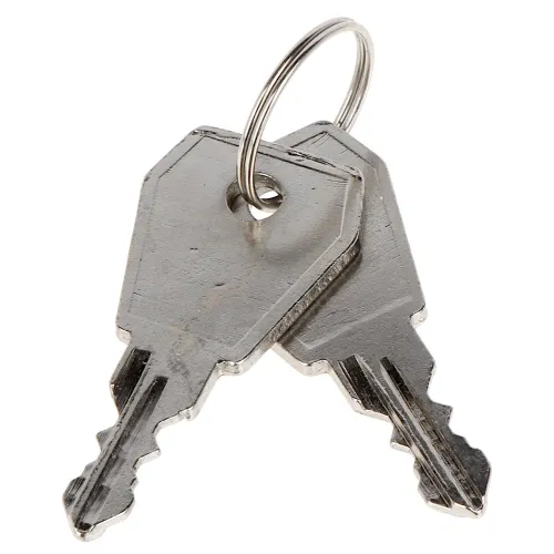 Zdjęcie przedstawia dwa metalowe klucze na kółku, ułożone jeden na drugim. Klucze mają prosty, klasyczny kształt z ząbkowanymi krawędziami.