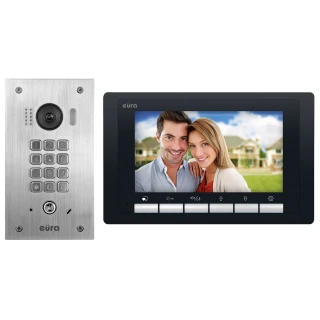 Videotürsprechanlage EURA VDP-60A5/P BLACK 2EASY - Einfamilienhaus, LCD 7'', schwarz, mechanischer Verschlüssler, Unterputz