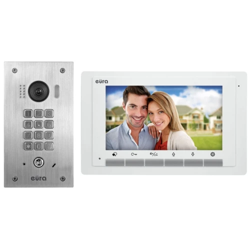 Videotürsprechanlage EURA VDP-60A5/P WHITE 2EASY - Einfamilienhaus, LCD 7'', weiß, mechanischer Verschlüssler, Unterputz