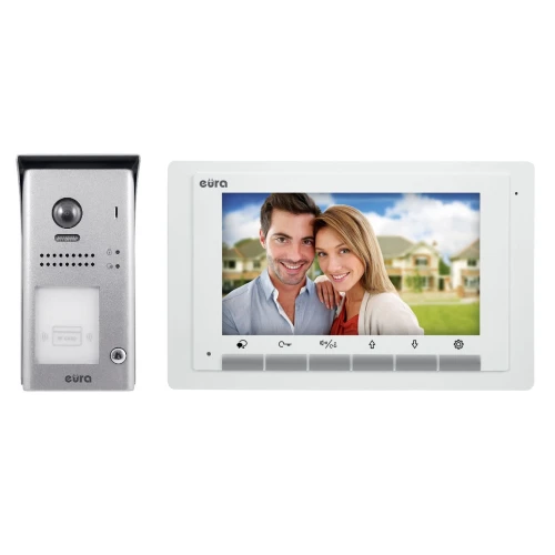 Videotürsprechanlage EURA VDP-61A5/N WHITE 2EASY - Einfamilienhaus, LCD 7'', weiß, RFID, Aufputz