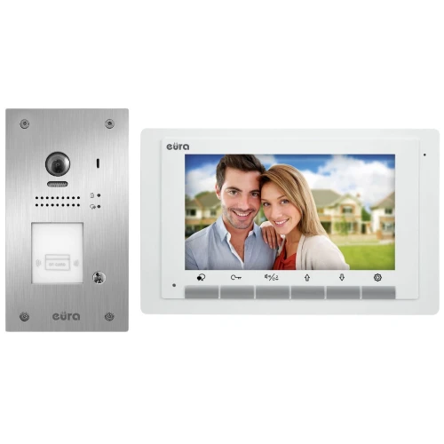 Videotürsprechanlage EURA VDP-61A5/P WHITE 2EASY - Einfamilienhaus, LCD 7'', weiß, RFID, Unterputz