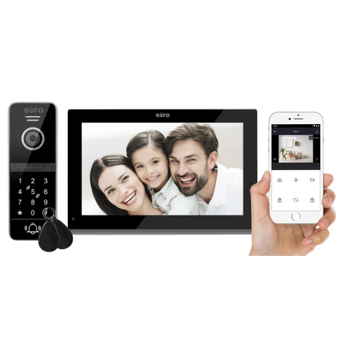 Video-Türsprechanlage EURA VDP-97C5 - schwarz, Touchscreen, LCD 7'', AHD, WiFi, Bildspeicher, SD 128GB