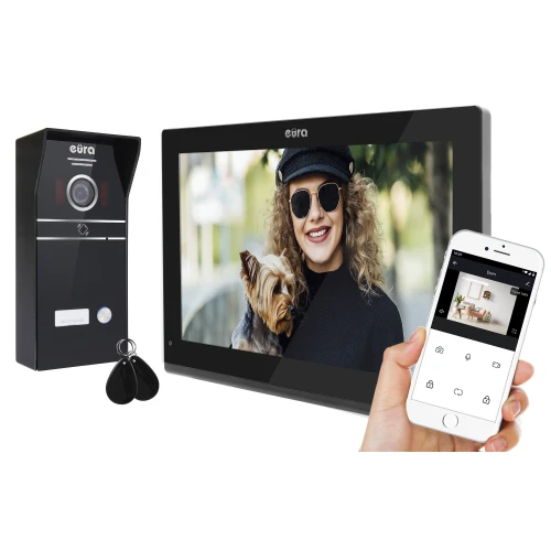 Video-Türsprechanlage EURA VDP-98C5 - schwarz, Touchscreen, LCD 10'', AHD, WiFi, Bildspeicher, SD 128GB