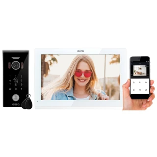Video-Türsprechanlage EURA VDP-99C5 - weiß, Touchscreen LCD 10'', AHD, WiFi, Bildspeicher, Kamera 1080p, RFID, Verschlüsseler, Aufputz