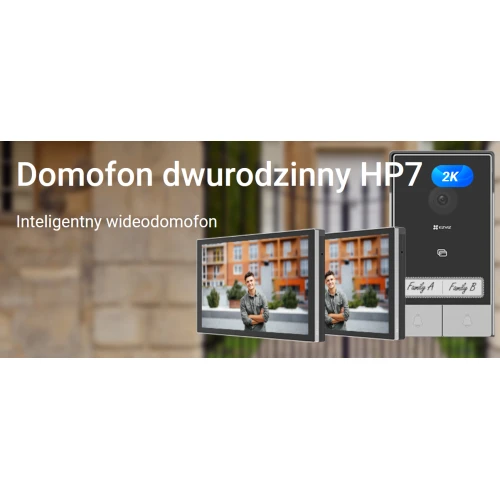 EZVIZ HP7 Video-Türsprechanlage für 2 Familien, 2-Draht, WiFi, 2 Monitore, Kartenleser