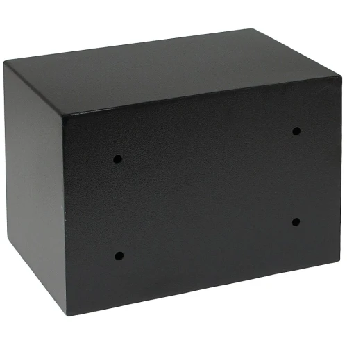 Czarna, prostokątna obudowa metalowa z czterema otworami montażowymi na jednej ze ścian. Powierzchnia jest gładka i matowa, co nadaje jej nowoczesny wygląd.