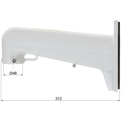 Biały uchwyt montażowy o długości 312 mm i średnicy 48 mm, widoczny z boku. Uchwyt posiada otwory montażowe i jest przeznaczony do mocowania na ścianie.