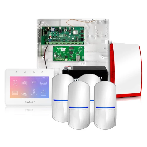 Satel Integra 32 Alarmsystem, Weiß, 4x Sensor, Mobile App, Benachrichtigungsfunktion