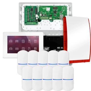 SATEL INTEGRA 32 Alarmset, 10x PET-Sensor, Signalgeber, weißer Manipulator INT-TSH2-W