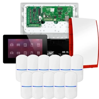 SATEL INTEGRA 32 Alarmset, 11x PET-Sensor, Signalgeber, schwarzes Bedienteil INT-TSH2-B