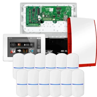 SATEL INTEGRA 32 Alarmset, 12x PET-Sensor, Signalgeber, weißer Manipulator INT-TSI-W