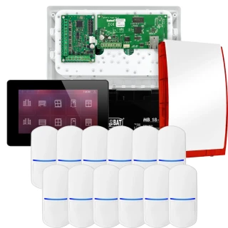 SATEL INTEGRA 32 Alarmset, 12x PET-Sensor, Signalgeber, schwarzes Bedienteil INT-TSH2-B