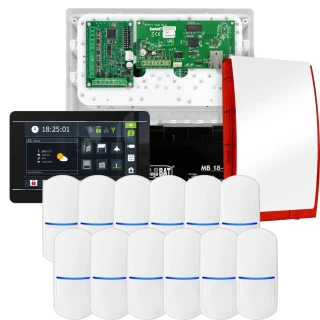 SATEL INTEGRA 32 Alarmset, 12x PET-Sensor, Signalgeber, schwarzes Bedienteil INT-TSI-B
