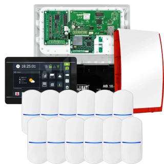 SATEL INTEGRA 32 Alarmset, 12x Sensor, Signalgeber, schwarzes Bedienteil INT-TSI-B, LTE-Kommunikation