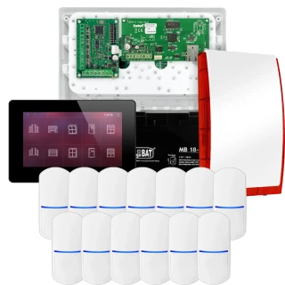 SATEL INTEGRA 32 Alarmset, 13x PET-Sensor, Signalgeber, schwarzes Bedienteil INT-TSH2-B