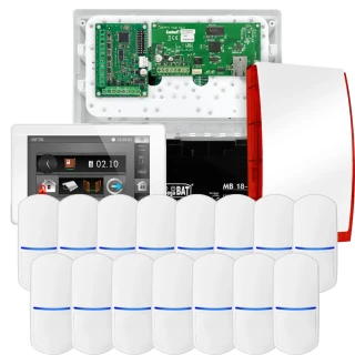 SATEL INTEGRA 32 Alarmset, 15x Sensor, Signalgeber, weißer Manipulator INT-TSI-W