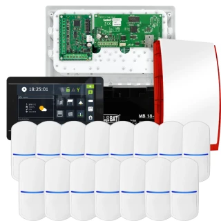 SATEL INTEGRA 32 Alarmset, 15x Sensor, Signalgeber, schwarzes Bedienteil INT-TSI-B