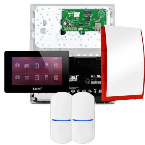SATEL INTEGRA 32 Alarmset, 2x PET-Sensor, Signalgeber, schwarzes Bedienteil INT-TSH2-B