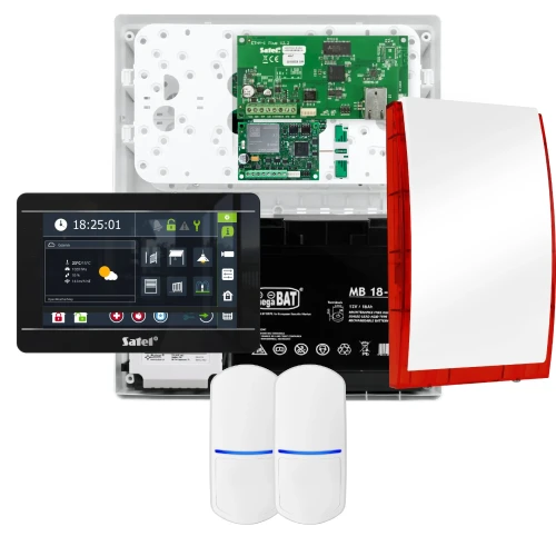 SATEL INTEGRA 32 Alarmset, 2x Sensor, Sirene, schwarzes Bedienteil INT-TSI-B, LTE-Kommunikation