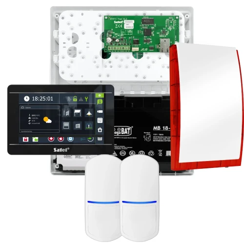SATEL INTEGRA 32 Alarmset, 2x Sensor, Sirene, schwarzes Bedienteil INT-TSI-B