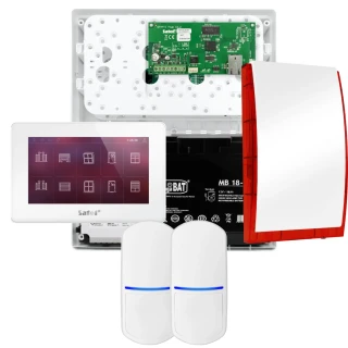 SATEL INTEGRA 32 Alarmset, 2x Detektor, Signalgeber, weißes Bedienteil INT-TSH2-W