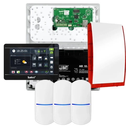 SATEL INTEGRA 32 Alarmset, 3x Sensor, Sirene, schwarzes Bedienteil INT-TSI-B