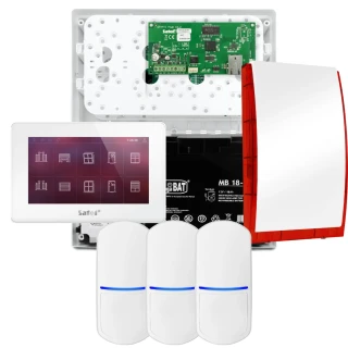SATEL INTEGRA 32 Alarmset, 3x Sensor, Sirene, weißes Bedienteil INT-TSH2-W
